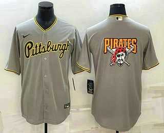 Mens Pittsburgh Pirates Big Logo Grey Stitched MLB Cool Base Nike Jersey->pittsburgh pirates->MLB Jersey